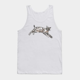 White Tabby Cat looking Angry Tank Top